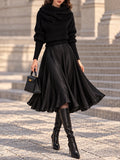 Vintage Black Cowl Neck Sweater Satin Dress Set