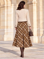 Vintage Plaid Midi A-line Skirt