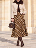 Vintage Plaid Midi A-line Skirt