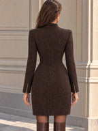 Vintage Brown Zip Front Mini Dress