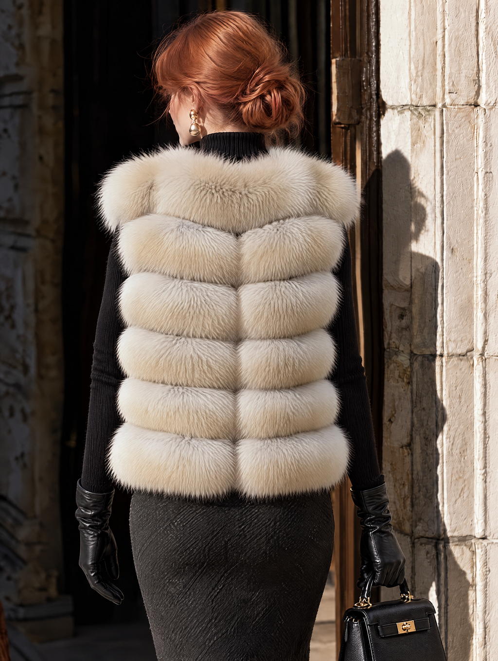 Vintage Faux Fox Fur Striped Vest