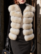 Vintage Faux Fox Fur Striped Vest