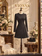 Vintage Mini Ribbed Knit Button Dress