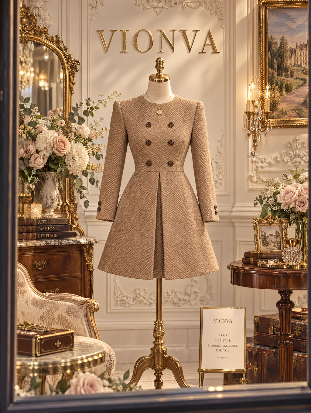 Vintage Mini Herringbone Coat Dress