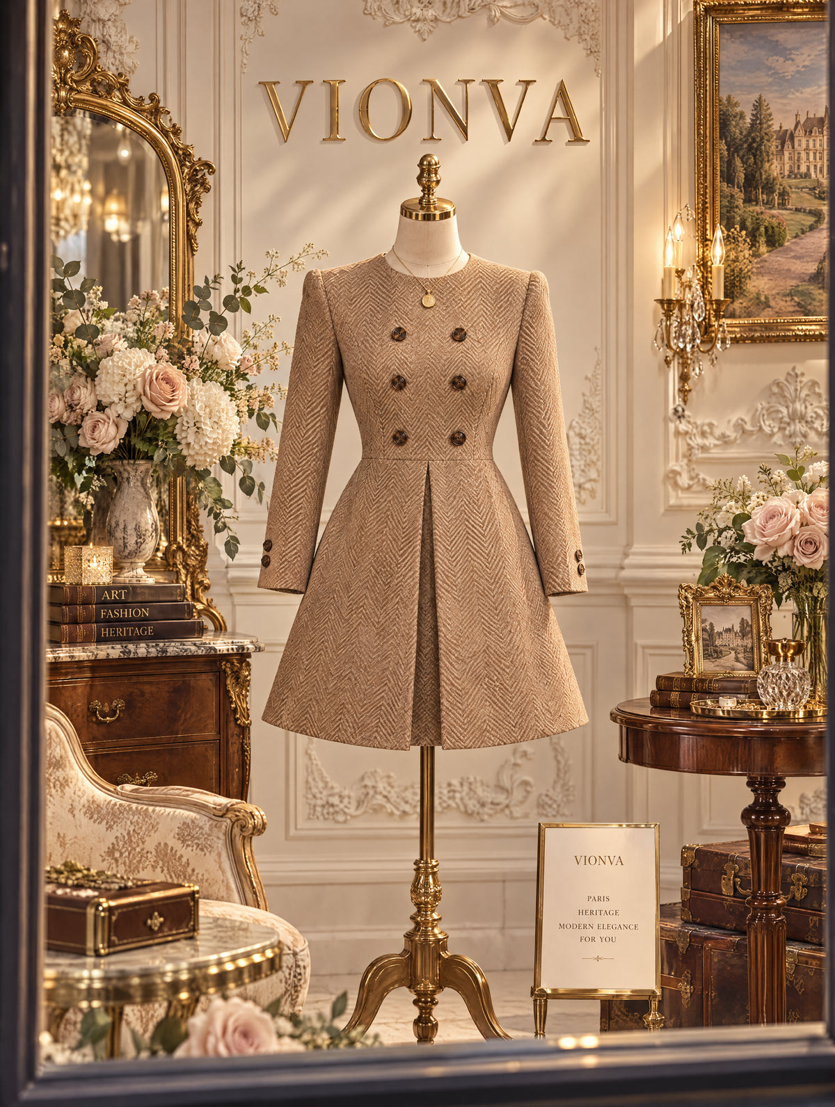Vintage Mini Herringbone Coat Dress