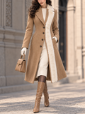 Camel Longline Coat with Faux Fur Front Trim Coat