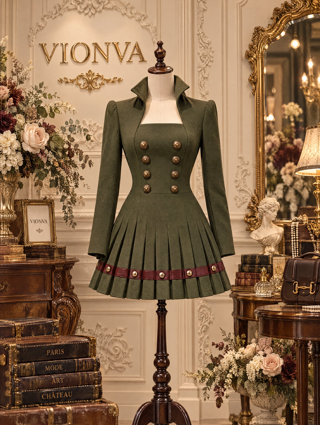 Vintage Mini Double Breasted Army Dress