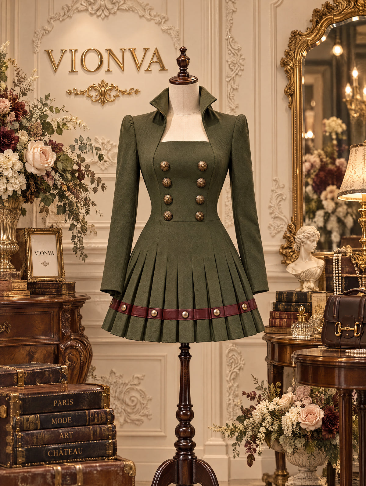 Vintage Mini Double Breasted Army Dress