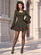 Vintage Mini Double Breasted Army Dress
