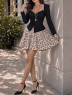 Vintage Leopard Print Pleated Mini Skirt