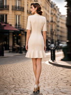 Vintage Bow Tie Neck Mermaid Midi Dress