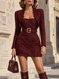 Vintage Belted Tweed Mini Dress
