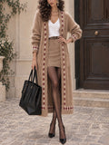 Vintage Camel Argyle-Print Mohair Longline Knit Cardigan