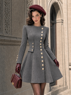 Vintage Side Placket Button A-line Coat