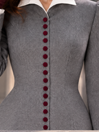 Vintage Hepburn-Style Wool-Blend Burgundy Button Coat Dress