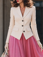Vintage Commuter Peak Lapel Fitted Pinstripe Blazer