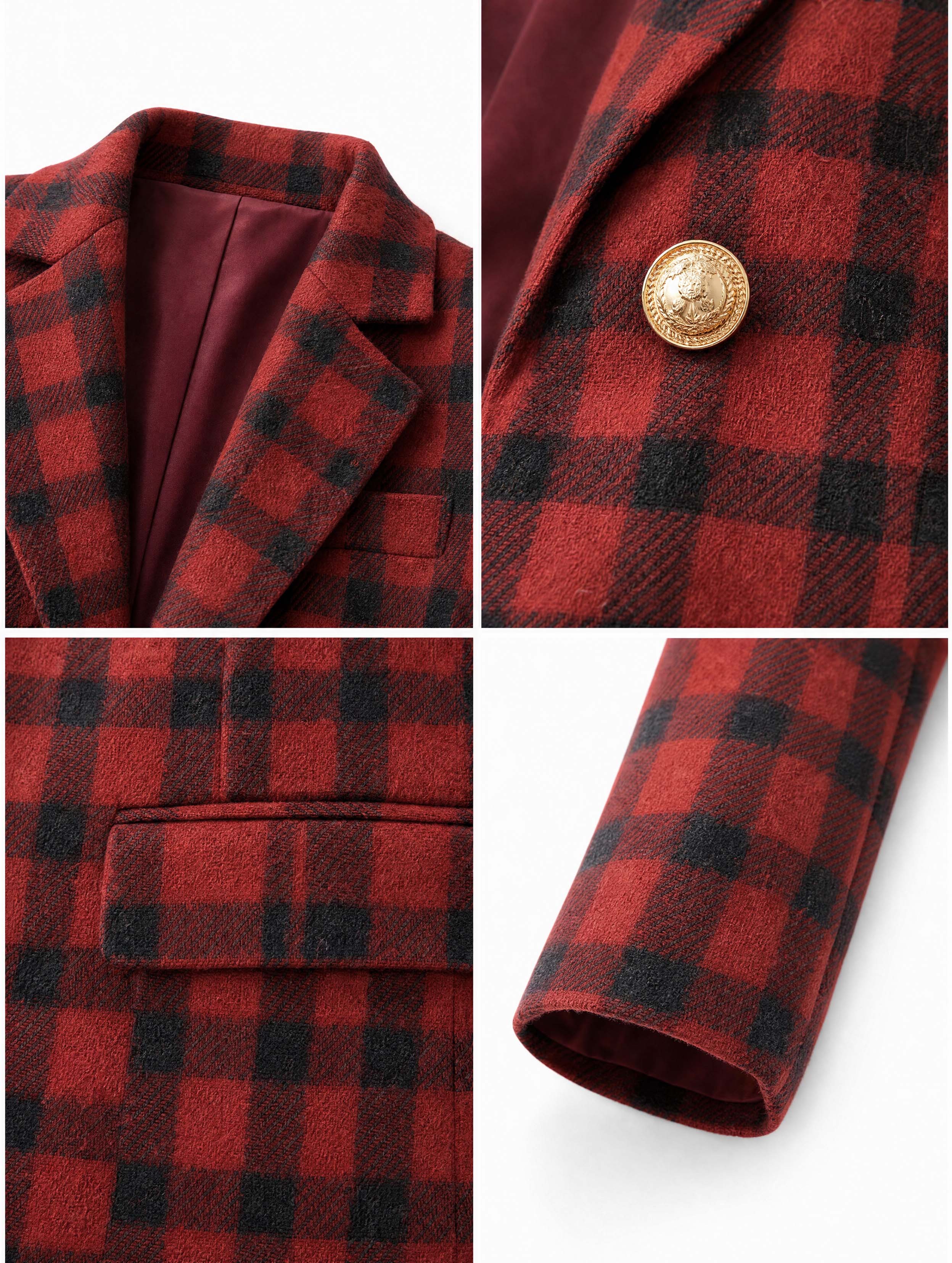 Retro Buffalo Plaid Suit Blazer