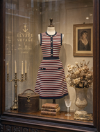 Retro Striped Knit Sleeveless Mini Women Dress