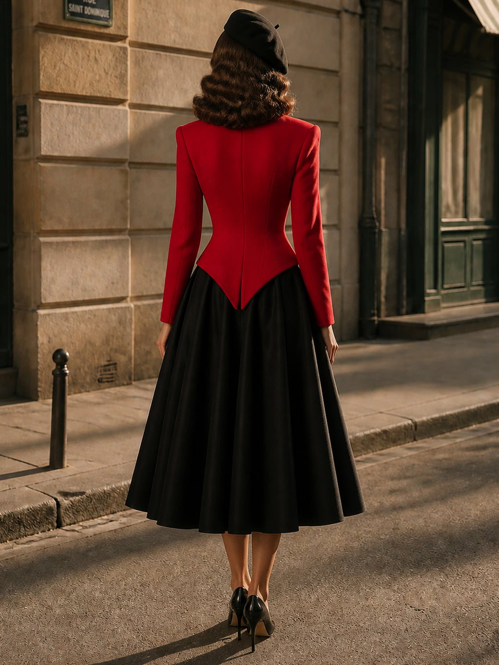 Vintage Pleated Black Midi Skirt