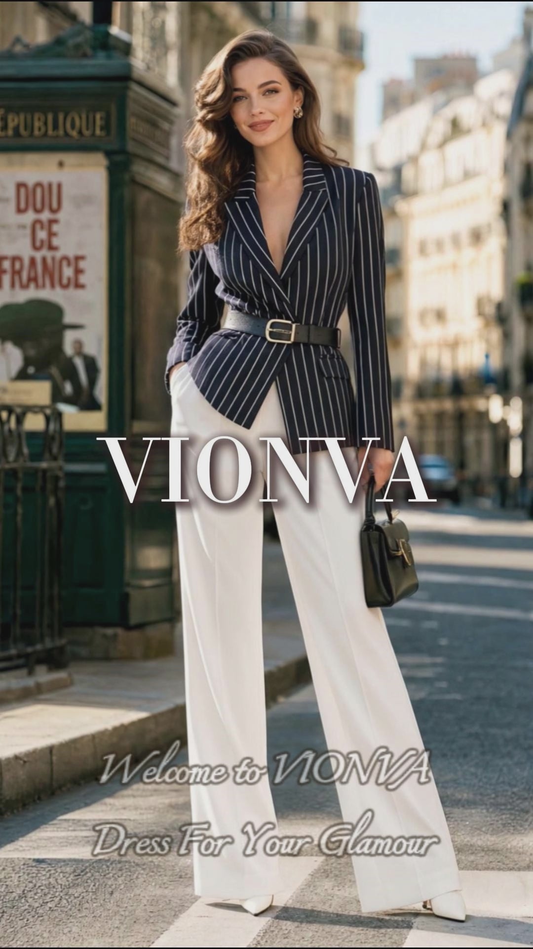 Vintage Striped Belted Blazer Jacket