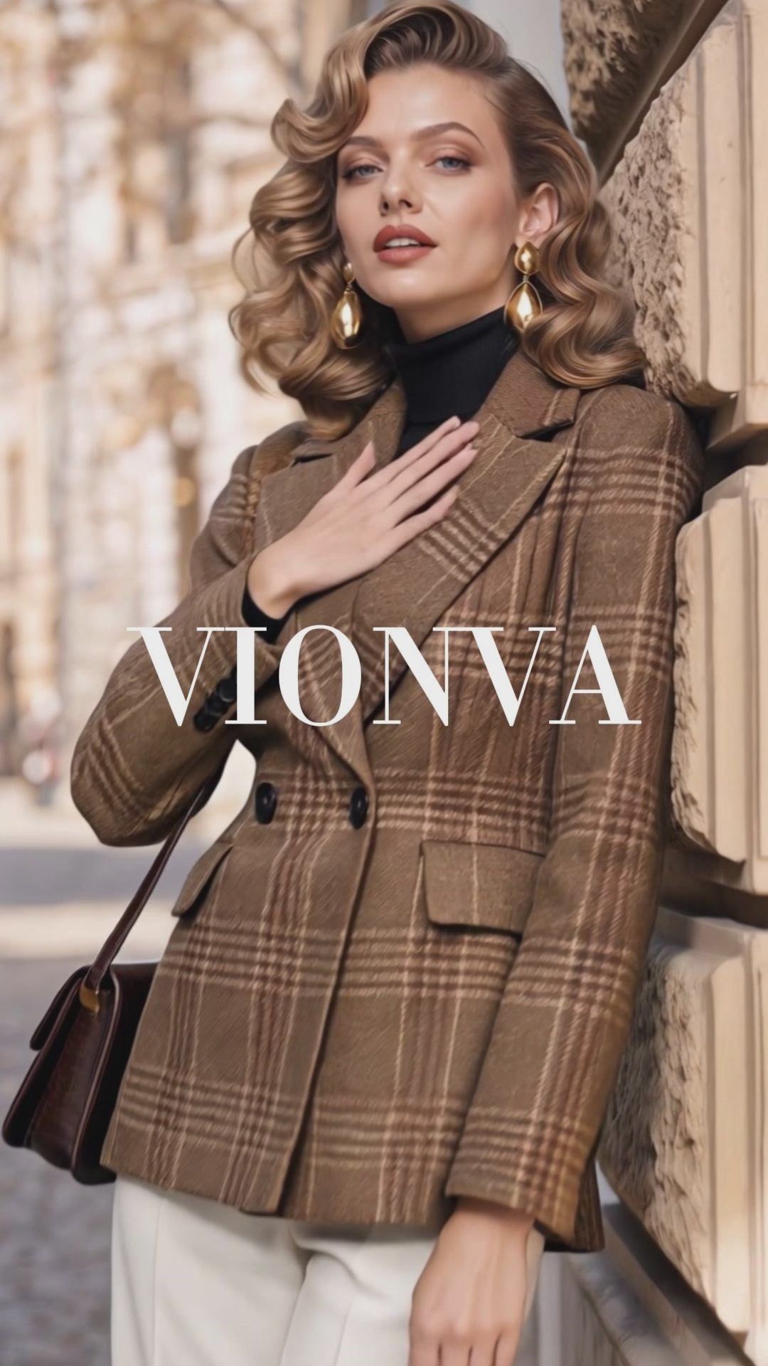 Retro Plaid Fitted Blazer Jacket