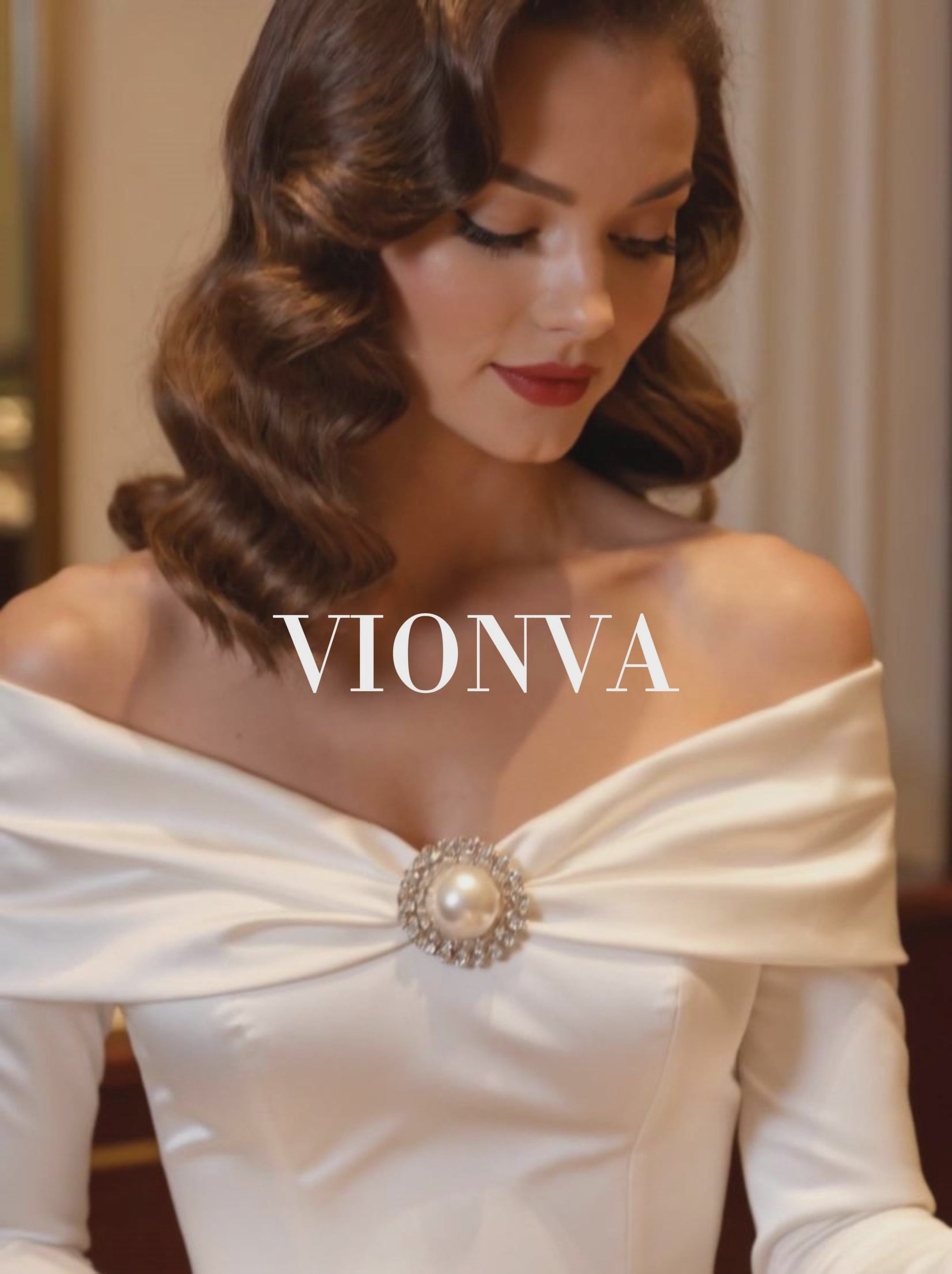 French Off Shoulder Rhinestone Midi Swing Dress