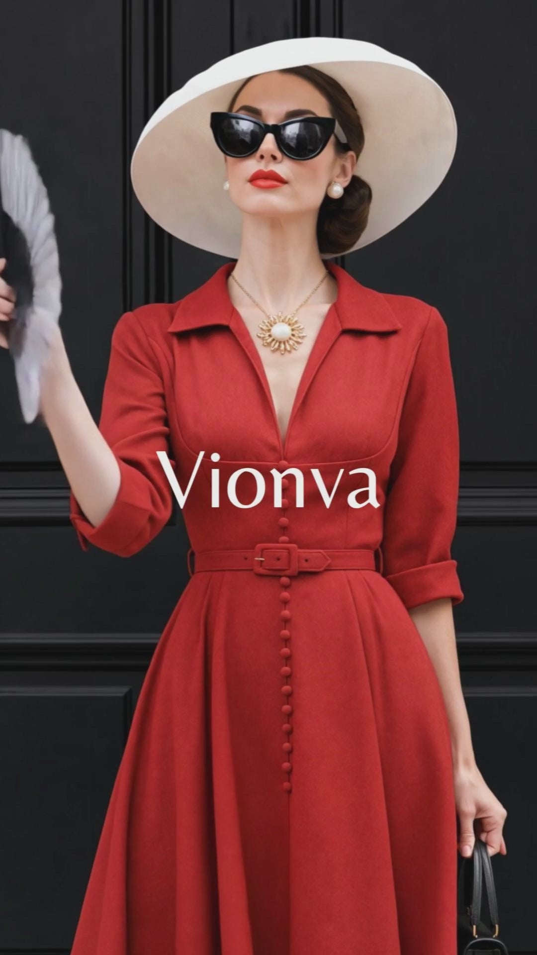 Vintage V Neck Button Decor Swing Maxi Dress