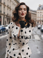 Vintage Polka Dot Print V-Neck Two-Piece Skirt Set