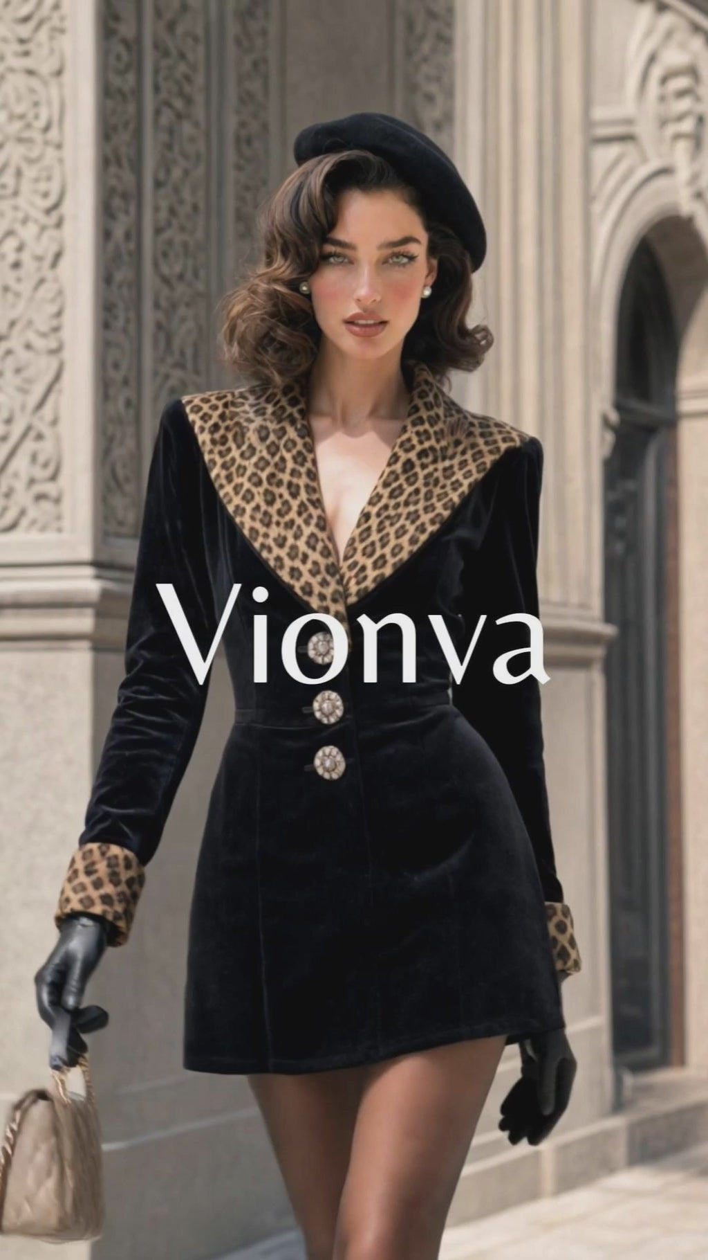 Vintage Leopard‑print Spliced Wide Lapel Blazer