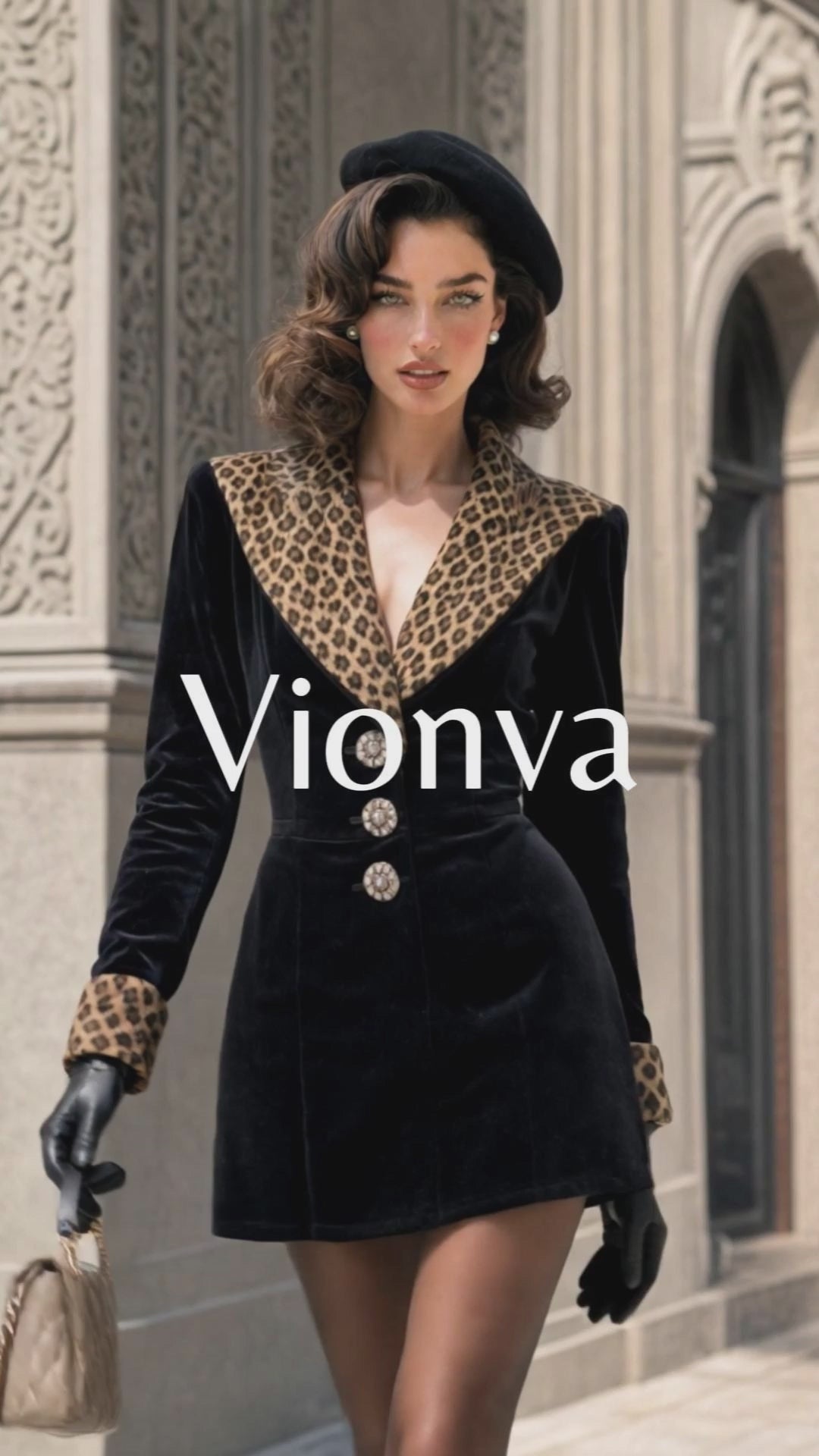 Vintage Leopard‑print Spliced Wide Lapel Blazer