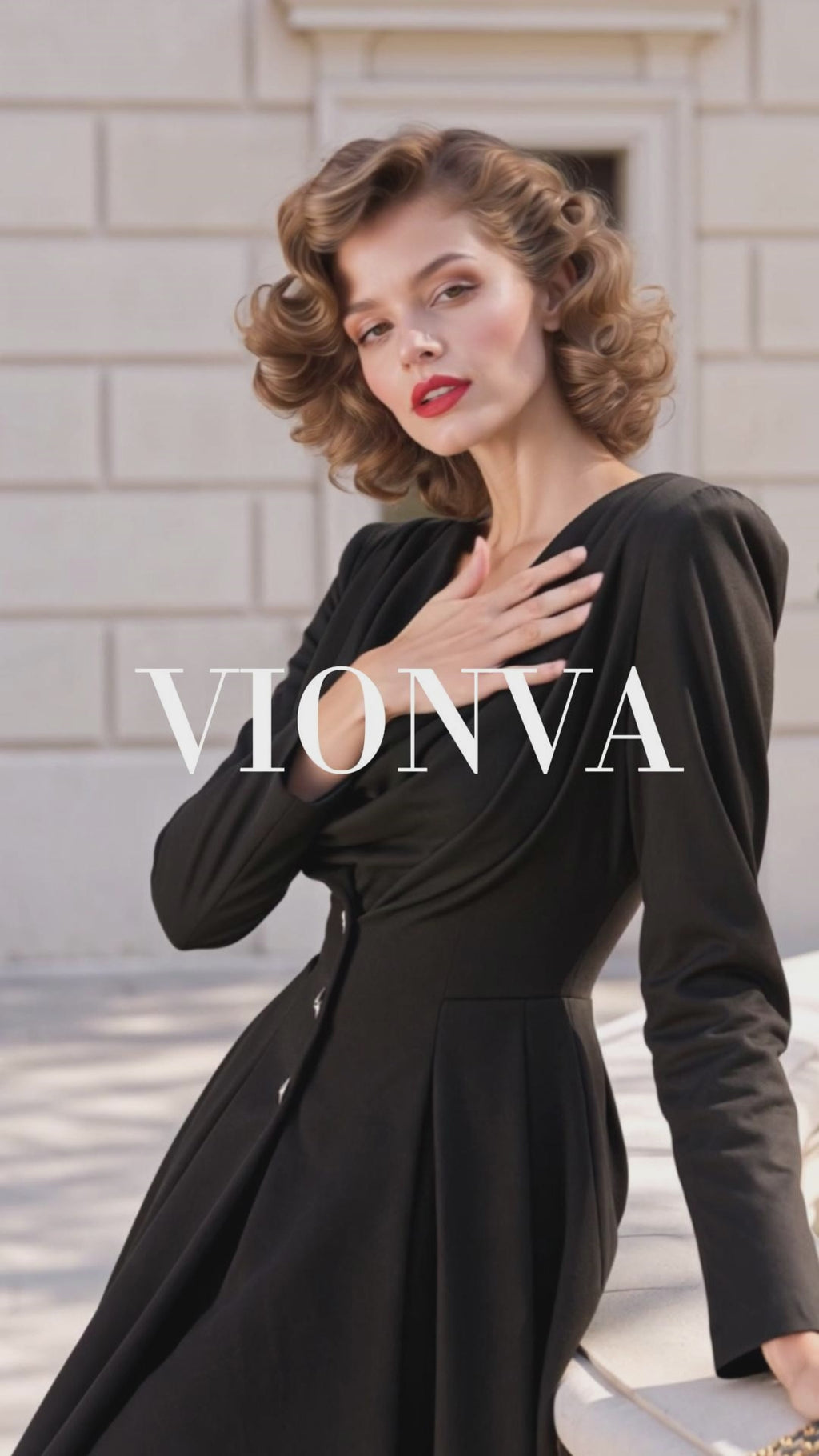 Retro Cowl Neck Midi Fit‑Flare Dress