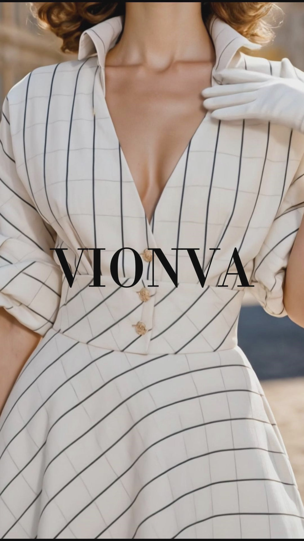 Vintage Striped Midi Shirt Dress
