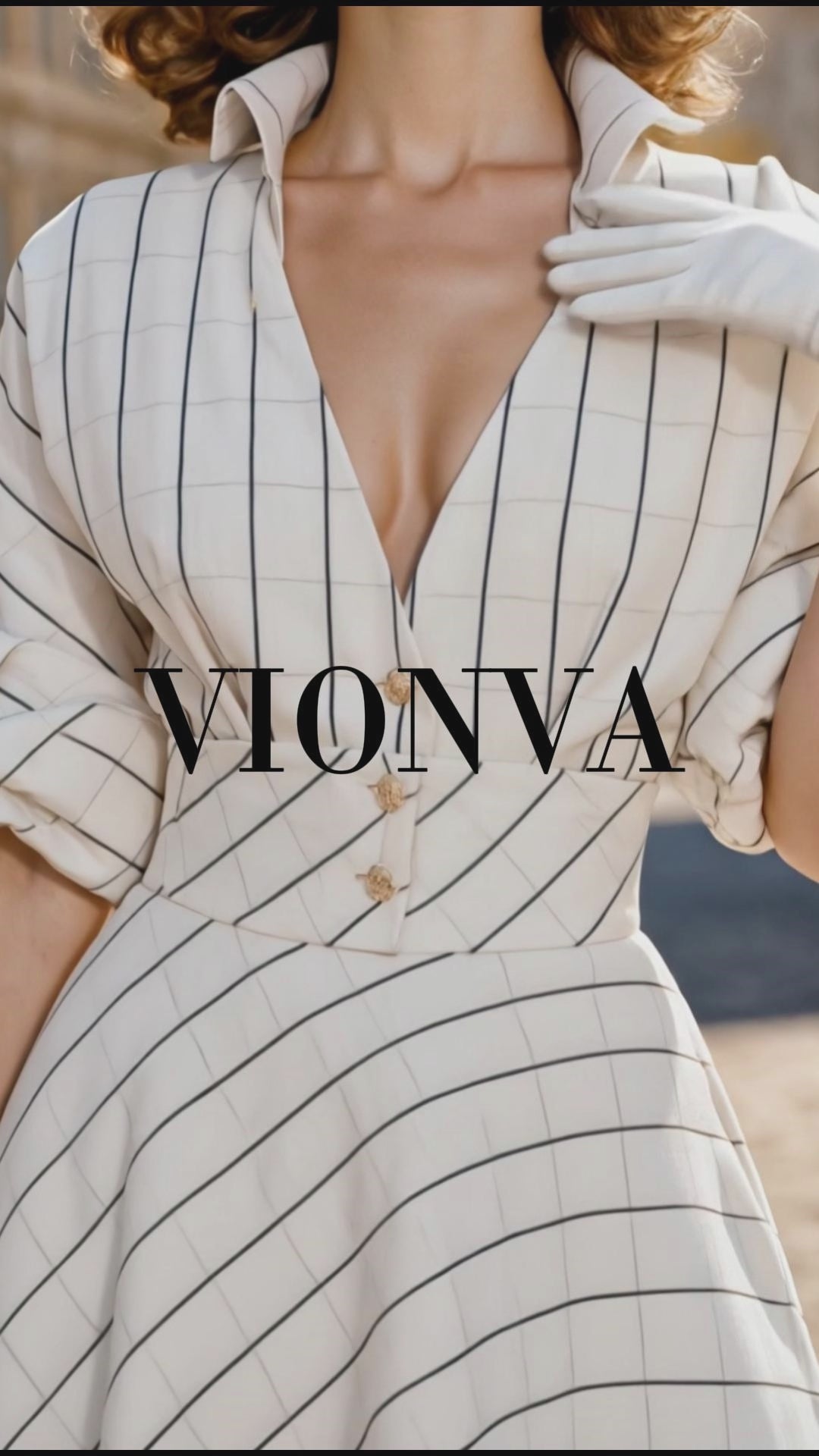 Vintage Striped Midi Shirt Dress