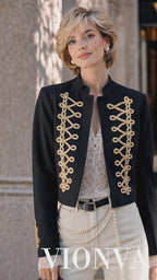 Classic Versatile Vintage Military Braided Trim Jacket