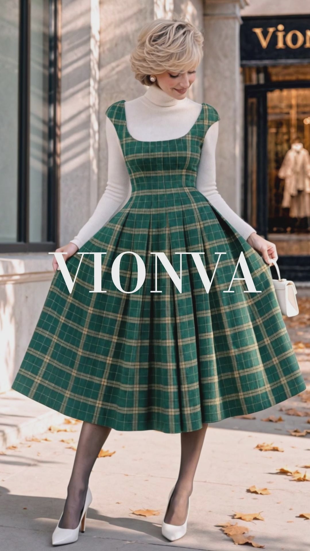 Vintage Plaid Midi Fit And Flare Dress