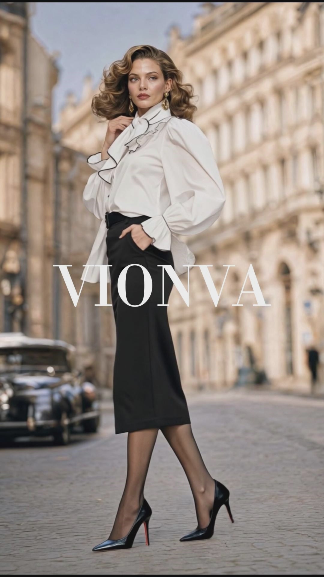 Vintage High Waist Midi Pencil Skirt