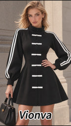 Vintage Stripe Trim Mini Dress