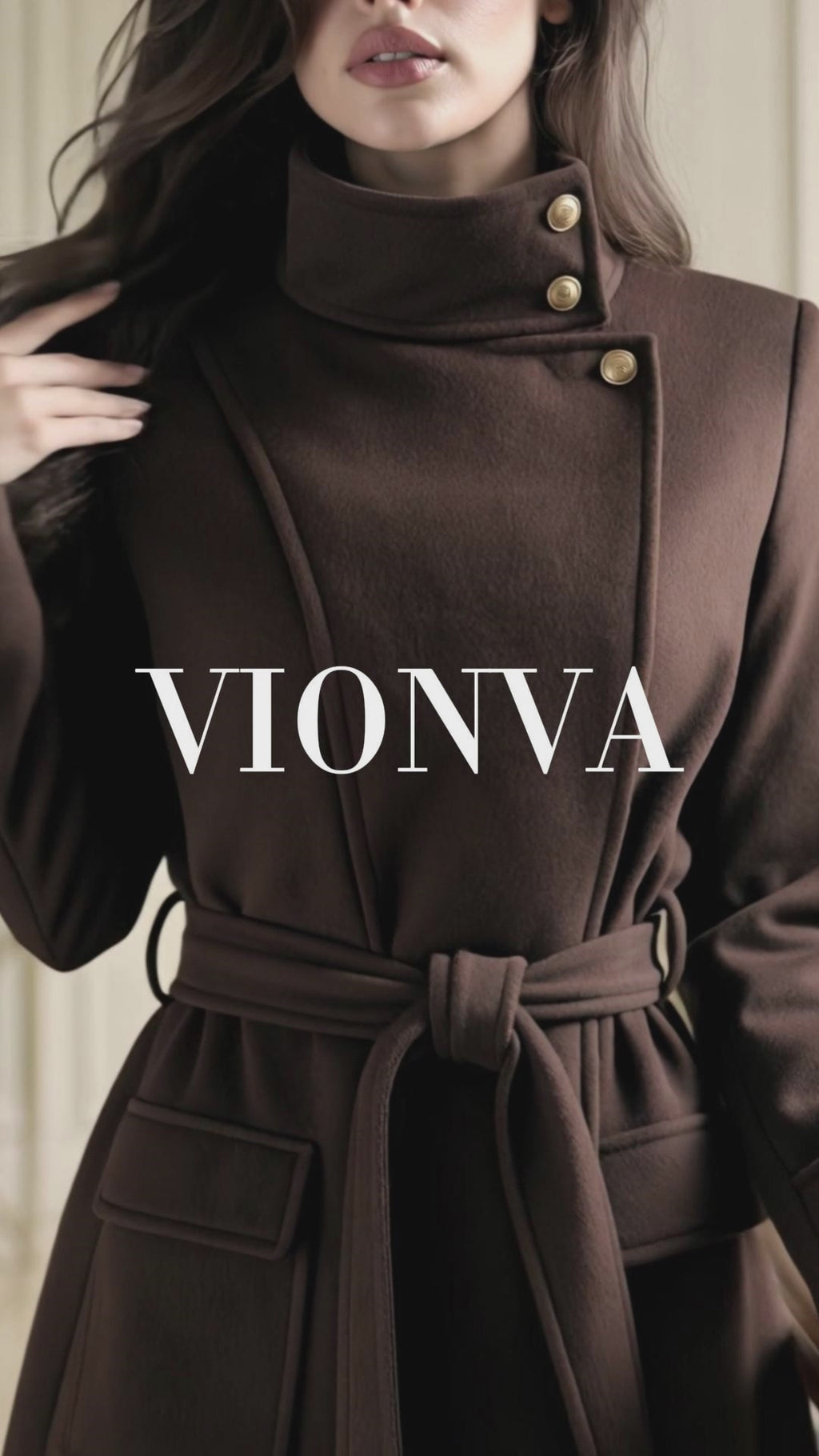 Retro Maxi Belted Stand Collar Wool Blend Coat