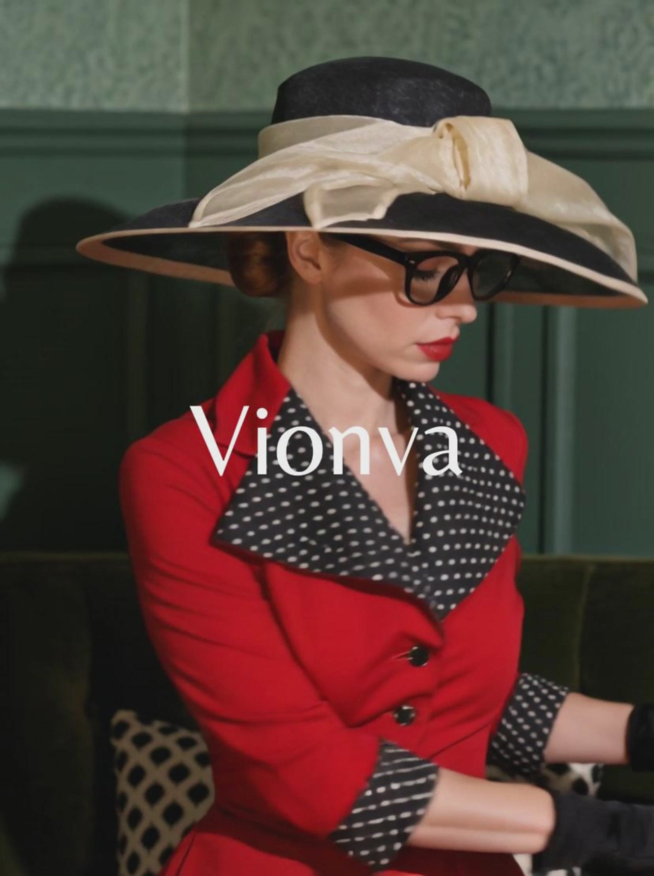 Vintage Polka Dot Spliced Lapel Skirt Two-piece Set