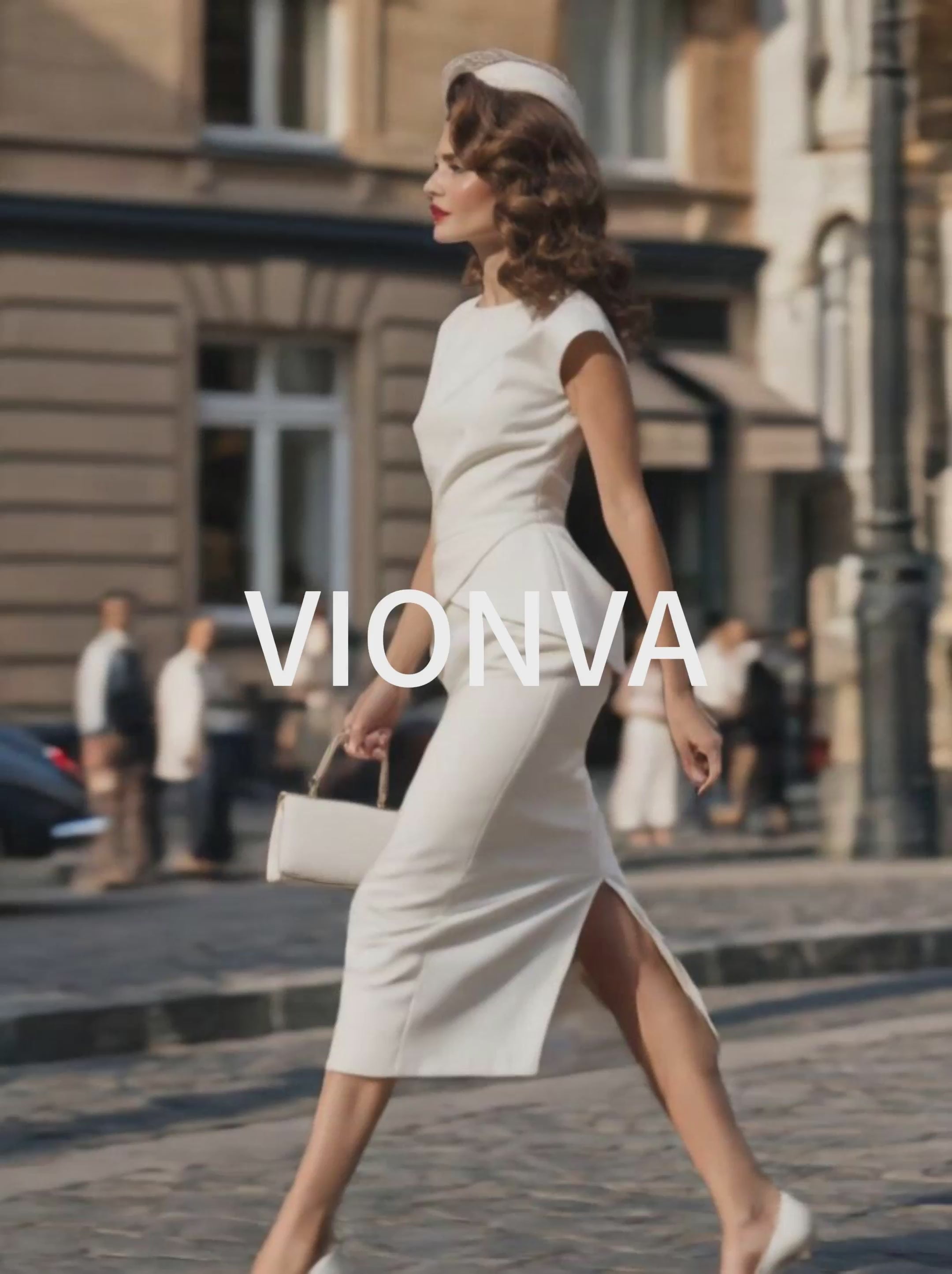 Vintage Minimal French Peplum Slim Commuter Cocktail Midi Dress