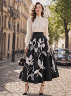 Vintage Stand Collar Puff Sleeve Top