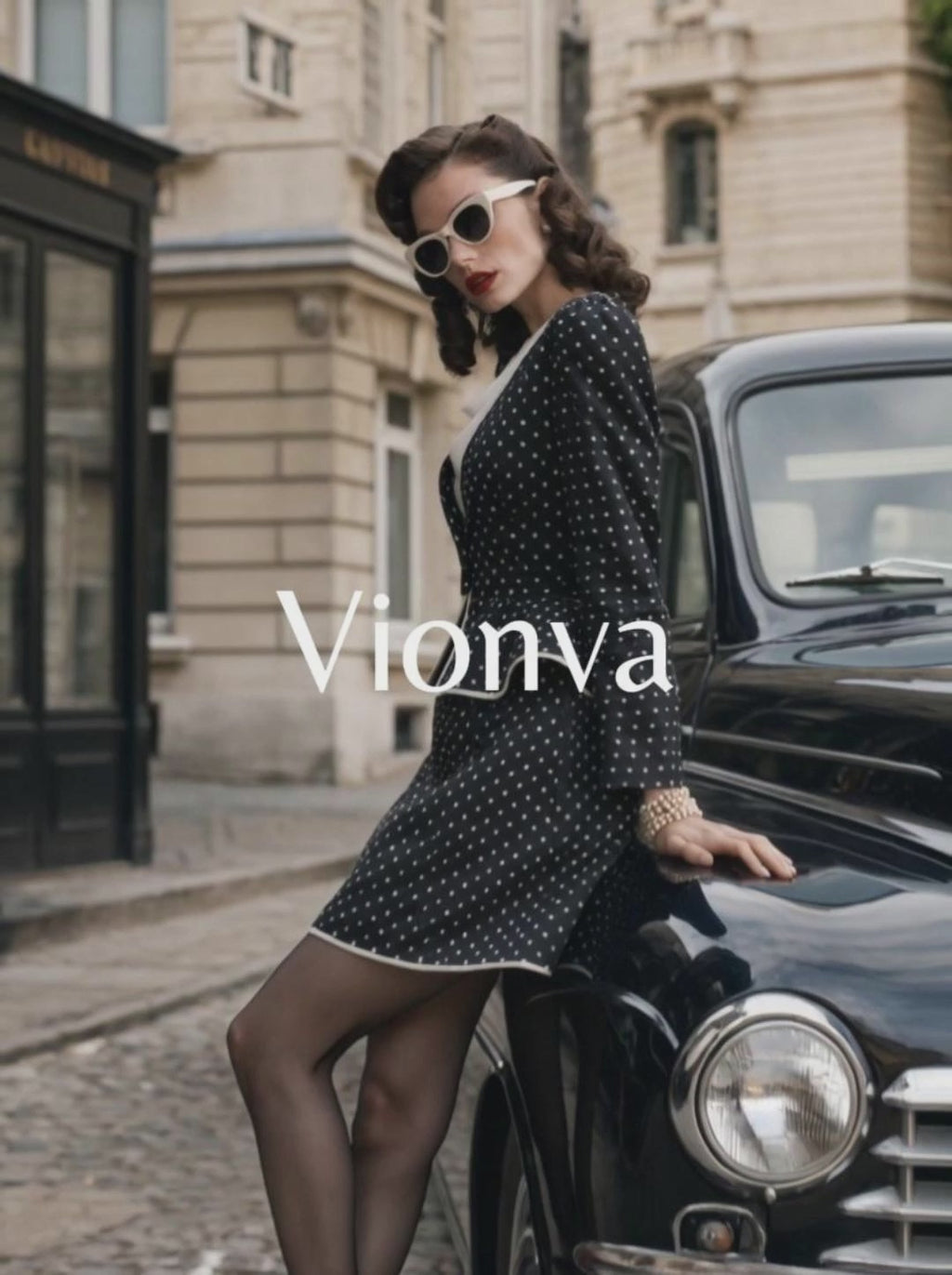 Vintage Polka Dot Blazer And Midi Skirt Two-piece Set