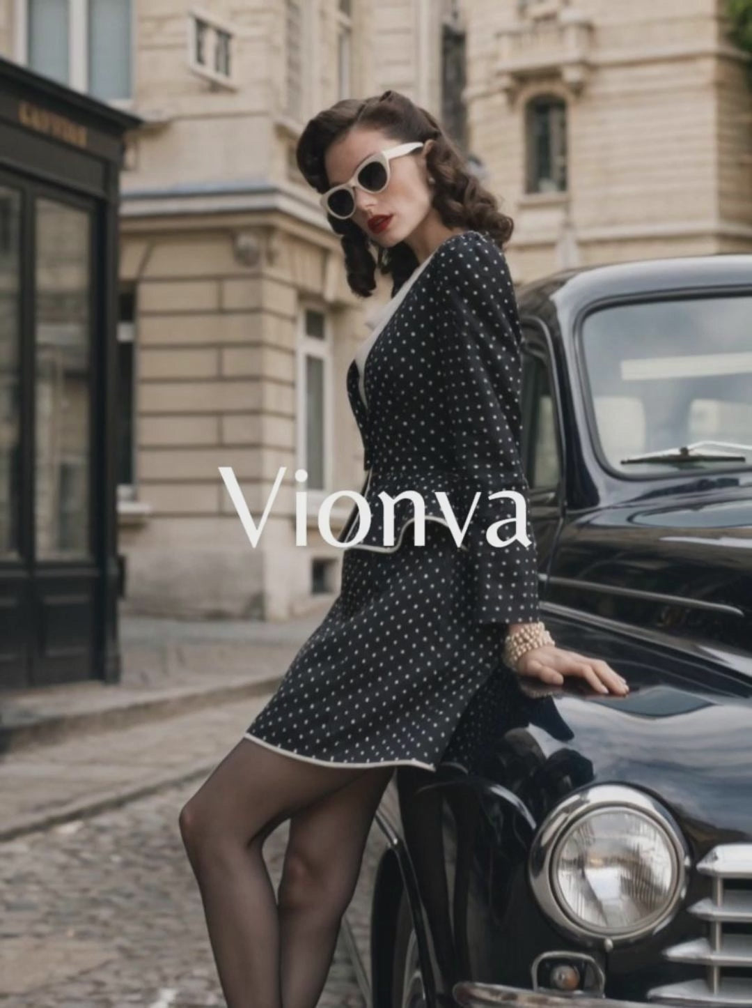 Vintage Polka Dot Blazer And Midi Skirt Two-piece Set