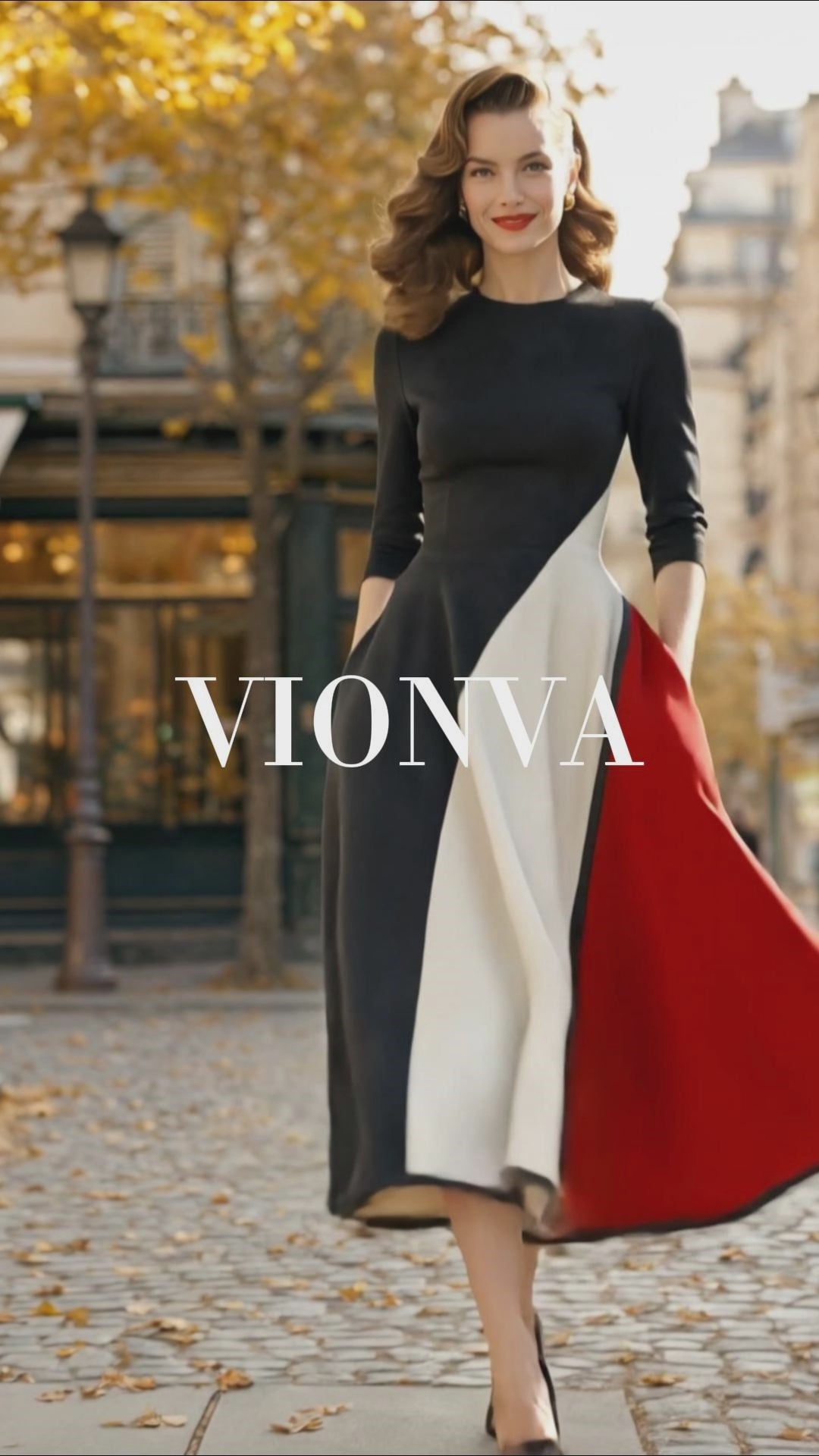 Vintage Tricolor Geometric Midi Dress