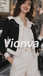 Vintage Black Cream Contrast-Trim Jacket
