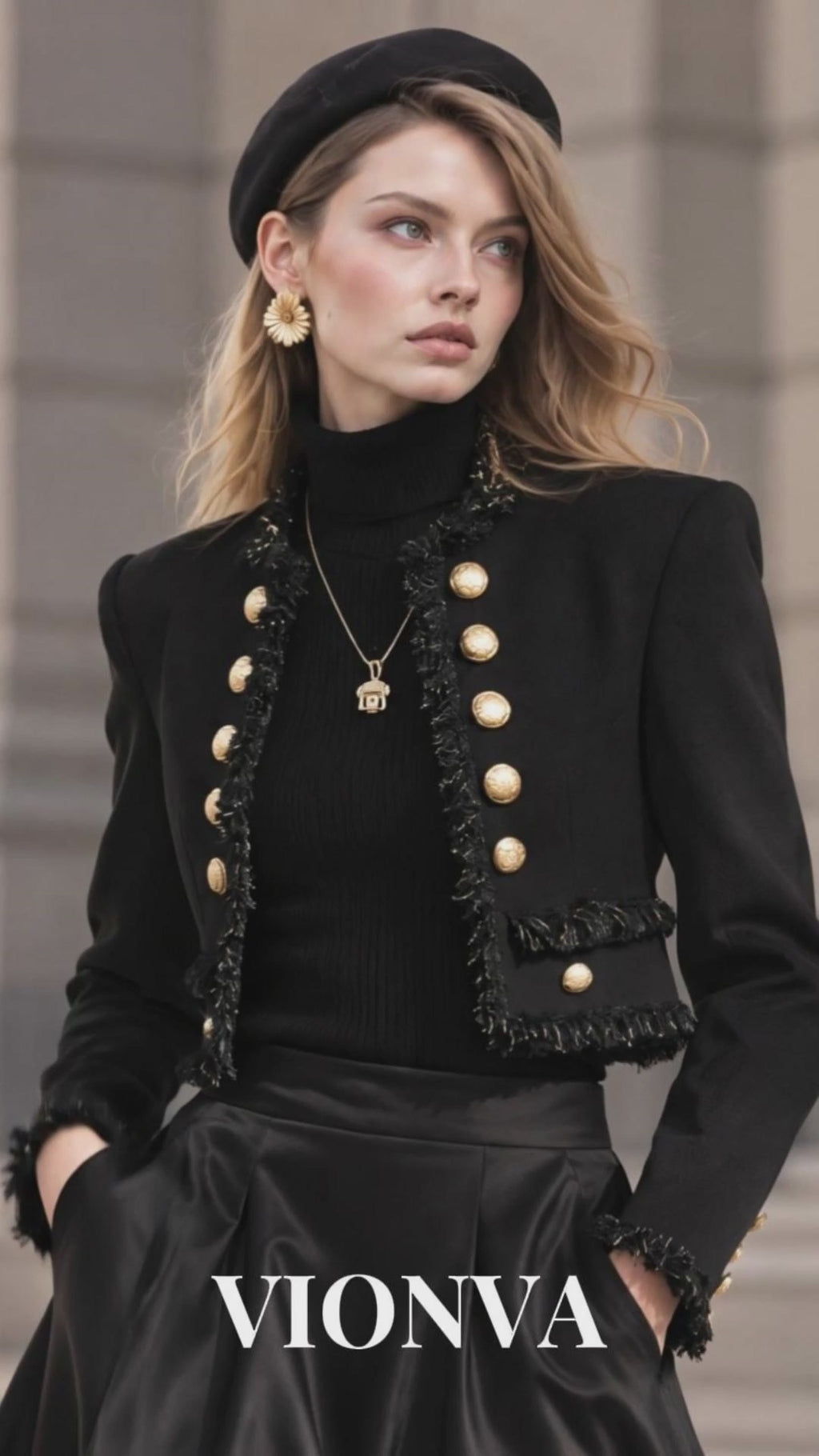 Vintage Double Breasted Raw Edge Cropped Blazer