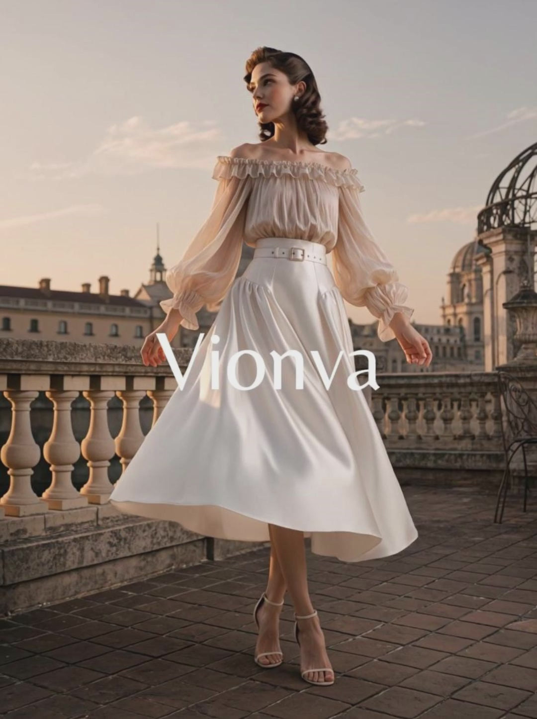 Vintage Satin High-waisted Swing Maxi Skirt