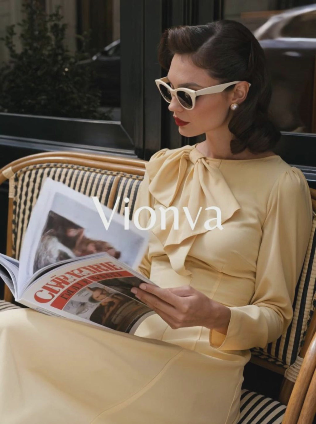 Vintage Bow Collar Umbrella Midi Dress