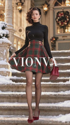 Vintage Tartan Pleated Mini Skirt