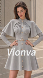 Vintage Cape Sleeve Belted Mini Dress